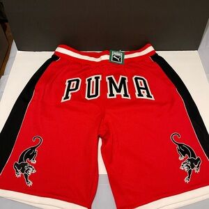 Size Large Men’s Puma Heavyweight shorts Black Red New